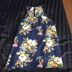 Floral high neck flowy tank top